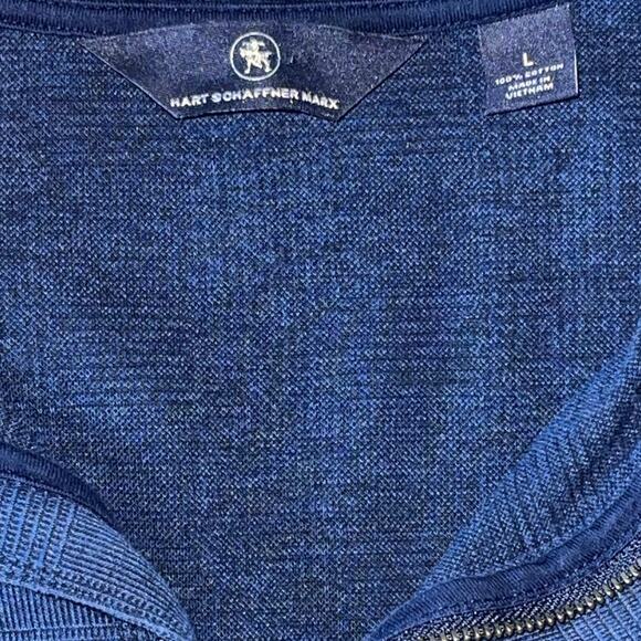 Mens Hart Schaffner Marx‎ Navy Blue Cotton Long Sleeve Quarter Zip Pullover L - Picture 2 of 7